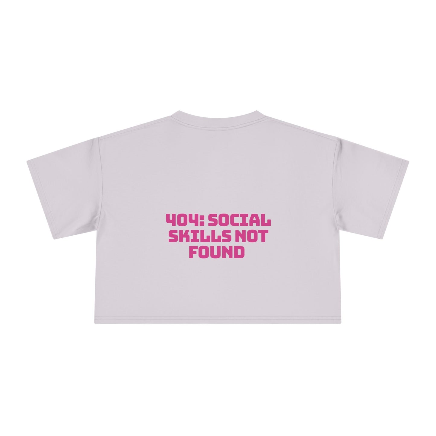 Crop Tee - "Raised on WiFi" Graphic Crop Top (Front Laptop Icon, Back: "404: Social Skills Not Found")