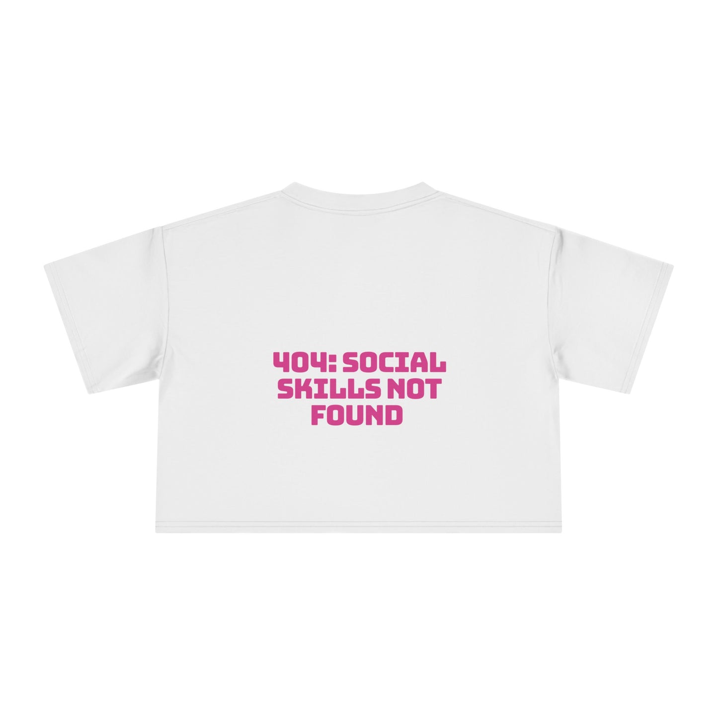 Crop Tee - "Raised on WiFi" Graphic Crop Top (Front Laptop Icon, Back: "404: Social Skills Not Found")
