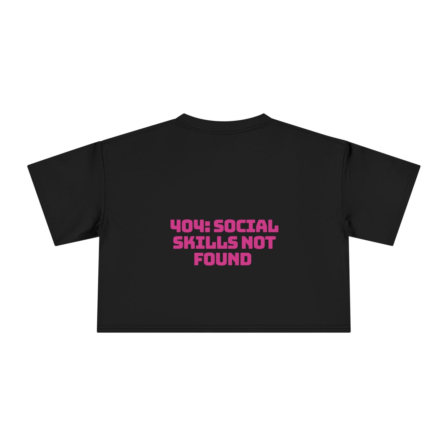 Crop Tee - "Raised on WiFi" Graphic Crop Top (Front Laptop Icon, Back: "404: Social Skills Not Found")