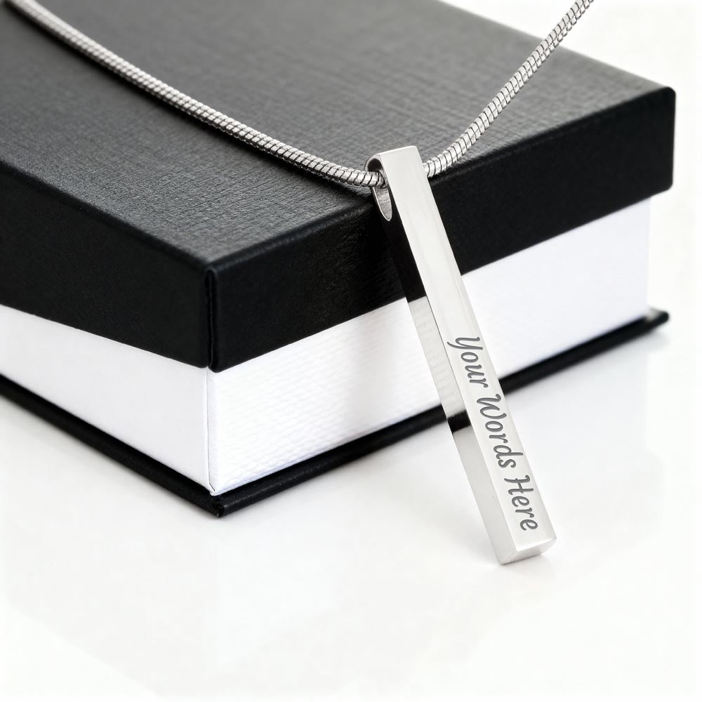 Engraved 4-Sided Stick Necklace