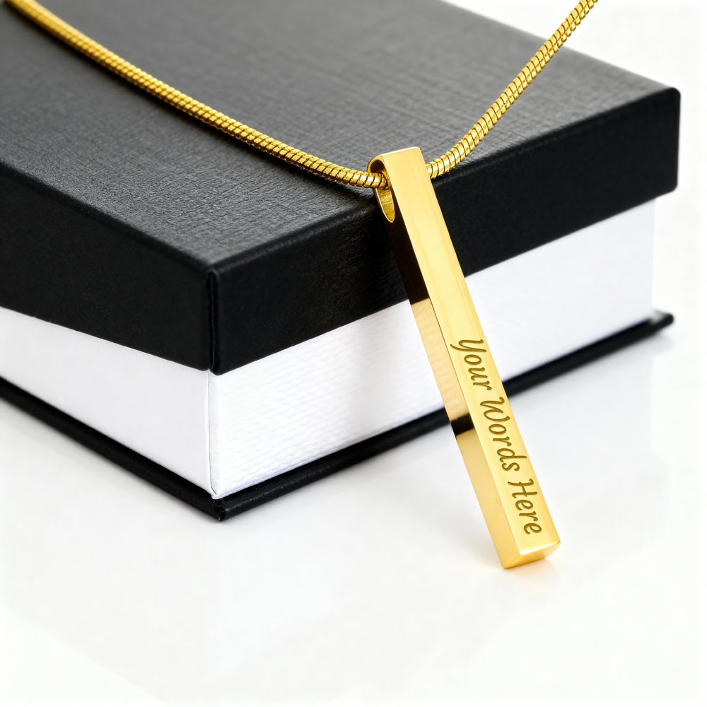 Engraved 4-Sided Stick Necklace