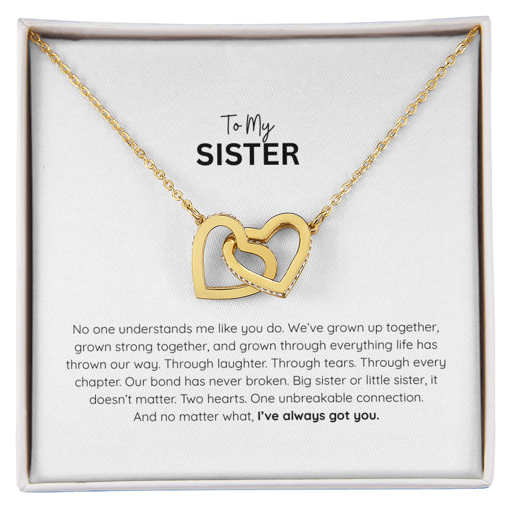 Interlocking Hearts Sister Necklace – Heart Pendant Gift for Sister