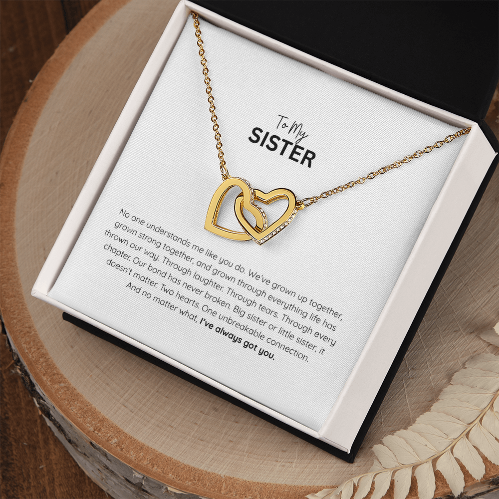 Interlocking Hearts Sister Necklace – Heart Pendant Gift for Sister