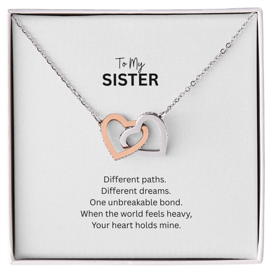 One Unbreakable Bond – Sister Interlocking Hearts Necklace