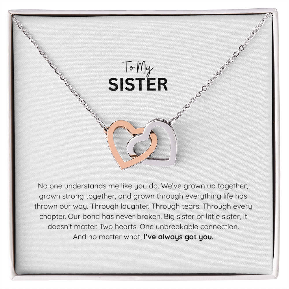 Interlocking Hearts Sister Necklace – Heart Pendant Gift for Sister
