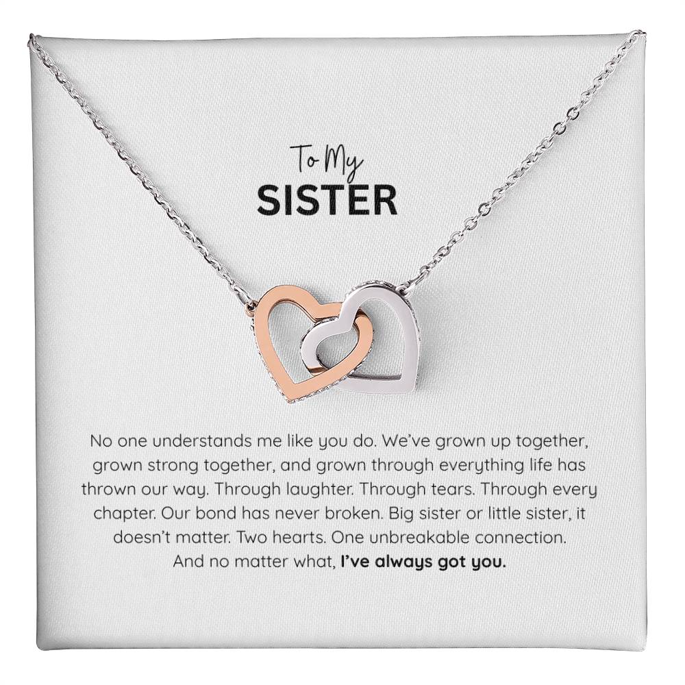 Interlocking Hearts Sister Necklace – Heart Pendant Gift for Sister
