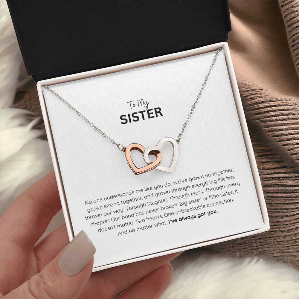 Interlocking Hearts Sister Necklace – Heart Pendant Gift for Sister