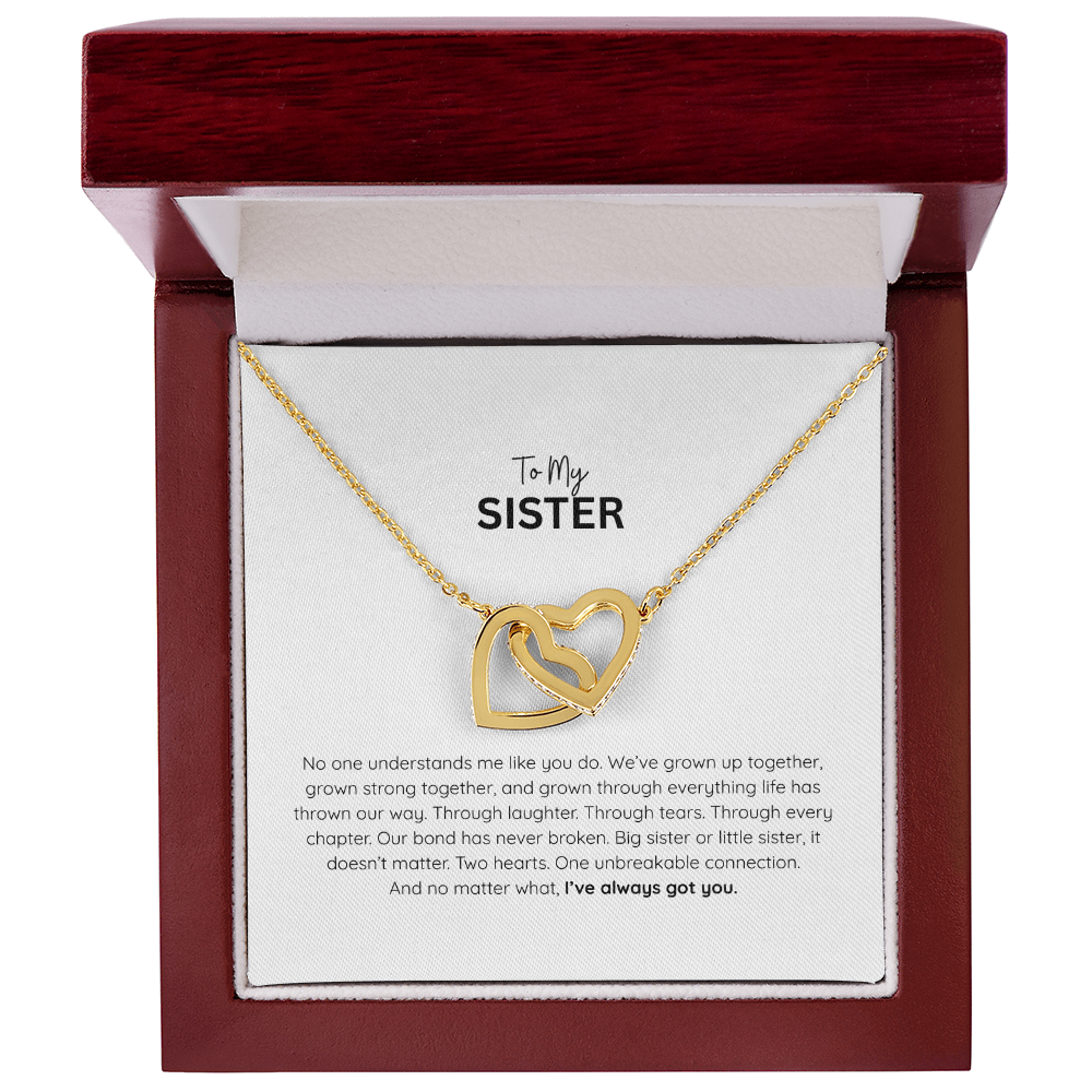 Interlocking Hearts Sister Necklace – Heart Pendant Gift for Sister