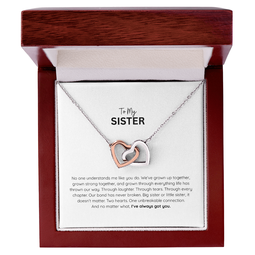 Interlocking Hearts Sister Necklace – Heart Pendant Gift for Sister