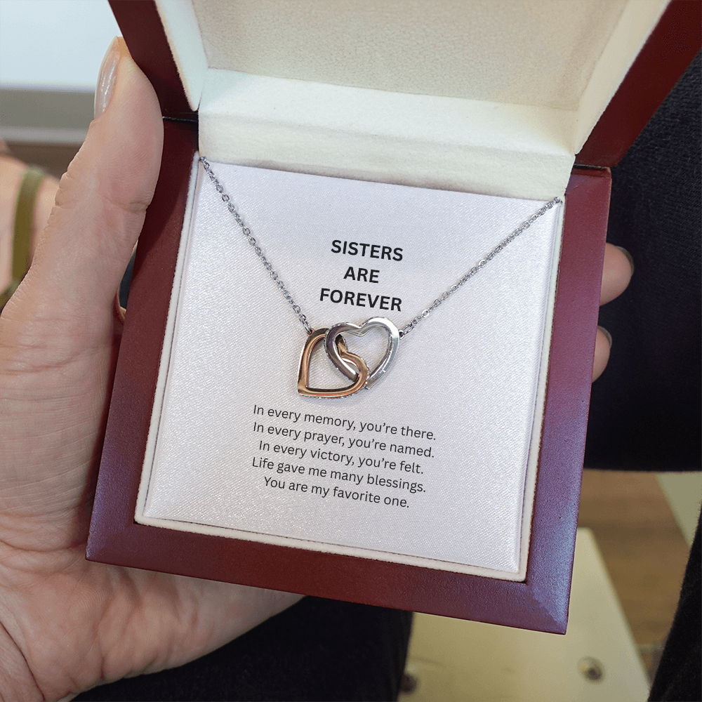 Sister Necklace Gift – Interlocking Heart Pendant for Sister