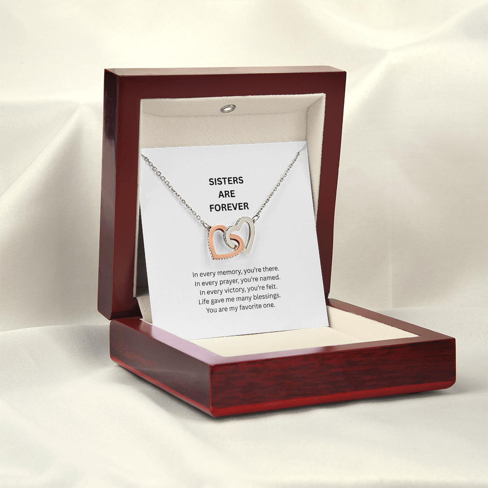 Sister Necklace Gift – Interlocking Heart Pendant for Sister
